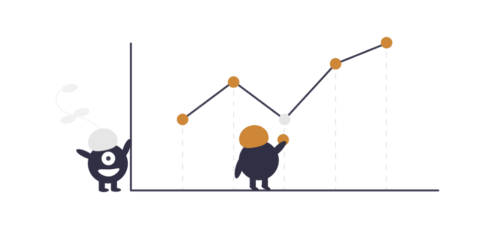 Illustration with a graph representing growth